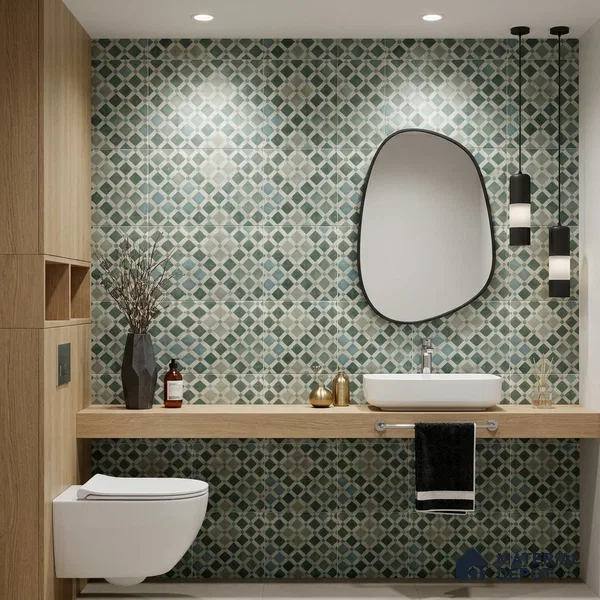 Moroccan Floor & Wall Athangudi Tile TL 05060 Morissa Fez Star Grid 1 ft x 1 ft Ceramic Matte Finish - 8 mm | Suitable For Kitchen, Bathroom, Balcony | Please Expect a Slight Variation of Pattern