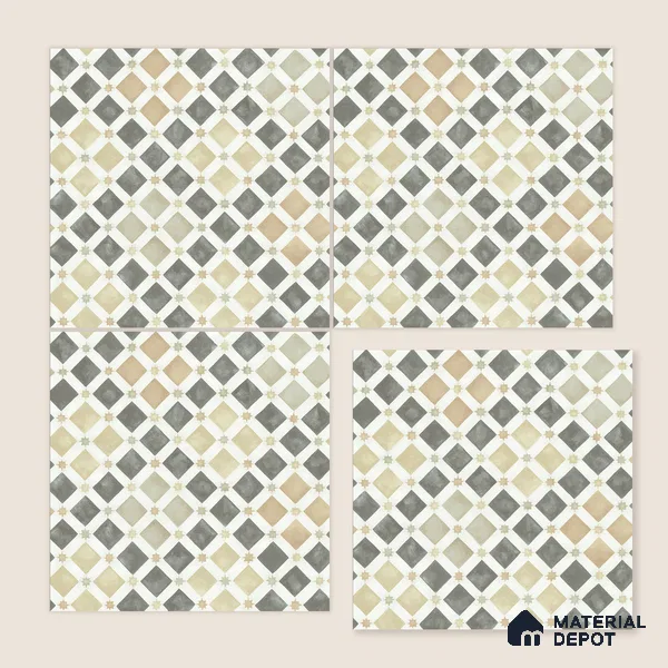 Moroccan Floor & Wall Tile TL 05061 Morissa Atlas Beige Stars 1 ft x 1 ft Ceramic Matte Finish - 8 mm | Suitable for Bathroom, Kitchen, Balcony | Please Expect a Slight Variation of Pattern
