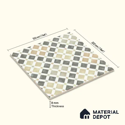 Moroccan Floor & Wall Tile TL 05061 Morissa Atlas Beige Stars 1 ft x 1 ft Ceramic Matte Finish - 8 mm | Suitable for Bathroom, Kitchen, Balcony | Please Expect a Slight Variation of Pattern