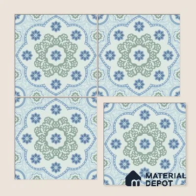 Moroccan Floor & Wall Tile TL 05062 B Morissa Ink Blue Floral 1 ft x 1 ft Ceramic Matte Finish - 8 mm | Suitable for Bathroom, Kitchen, Balcony | Please Expect a Slight Variation of Pattern