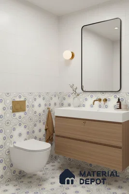 Moroccan Floor & Wall Tile TL 05062 Morissa Light Beige Floral 1 ft x 1 ft Ceramic Matte Finish - 8 mm | Suitable for Bathroom, Kitchen,  Balcony | Please Expect a Slight Variation of Pattern (Sample)