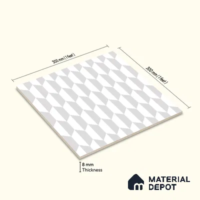 Moroccan Floor & Wall Tile TL 05063 Morissa White 3D Hexa 1 ft x 1 ft Ceramic Matte Finish - 8 mm | Suitable for Bathroom, Kitchen, Basin Area | Please Expect a Slight Variation of Pattern