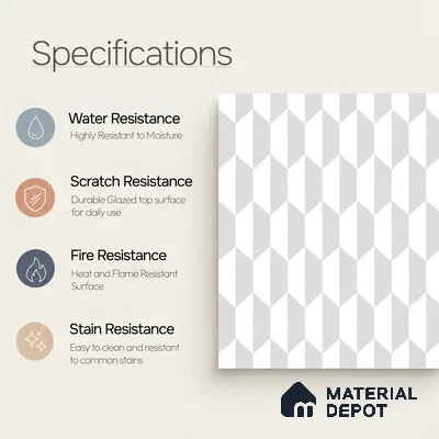 Moroccan Floor & Wall Tile TL 05063 Morissa White 3D Hexa 1 ft x 1 ft Ceramic Matte Finish - 8 mm | Suitable for Bathroom, Kitchen, Basin Area | Please Expect a Slight Variation of Pattern