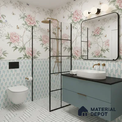 Moroccan Floor & Wall Tile TL 05064 Morissa Blue Abstract 1 ft x 1 ft Ceramic Matte Finish - 8 mm | Suitable for Bathroom, Kitchen,  Balcony | Please Expect a Slight Variation of Pattern (Sample)
