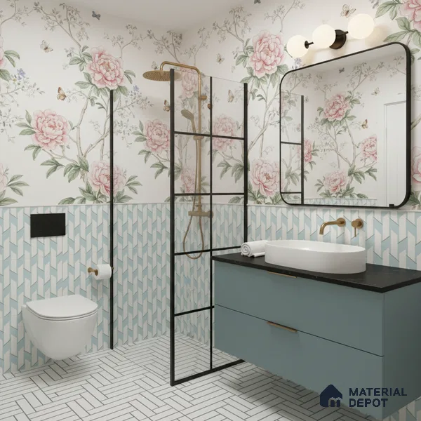 Moroccan Floor & Wall Tile TL 05064 Morissa Blue Abstract 1 ft x 1 ft Ceramic Matte Finish - 8 mm | Suitable for Bathroom, Kitchen,  Balcony | Please Expect a Slight Variation of Pattern (Sample)