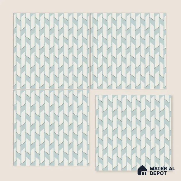 Moroccan Floor & Wall Tile TL 05064 Morissa Blue Abstract 1 ft x 1 ft Ceramic Matte Finish - 8 mm | Suitable for Bathroom, Kitchen, Basin Area | Please Expect a Slight Variation of Pattern