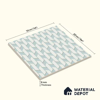 Moroccan Floor & Wall Tile TL 05064 Morissa Blue Abstract 1 ft x 1 ft Ceramic Matte Finish - 8 mm | Suitable for Bathroom, Kitchen, Basin Area | Please Expect a Slight Variation of Pattern