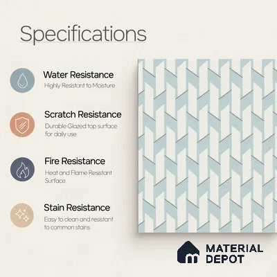 Moroccan Floor & Wall Tile TL 05064 Morissa Blue Abstract 1 ft x 1 ft Ceramic Matte Finish - 8 mm | Suitable for Bathroom, Kitchen, Basin Area | Please Expect a Slight Variation of Pattern