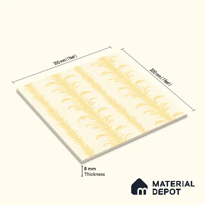 Moroccan Wall Tile TL 05065 Morissa Beige Tropical 1 ft x 1 ft Ceramic Matte Finish - 8 mm | Suitable for Bathroom, Kitchen, Basin Area | Please Expect a Slight Variation of Pattern