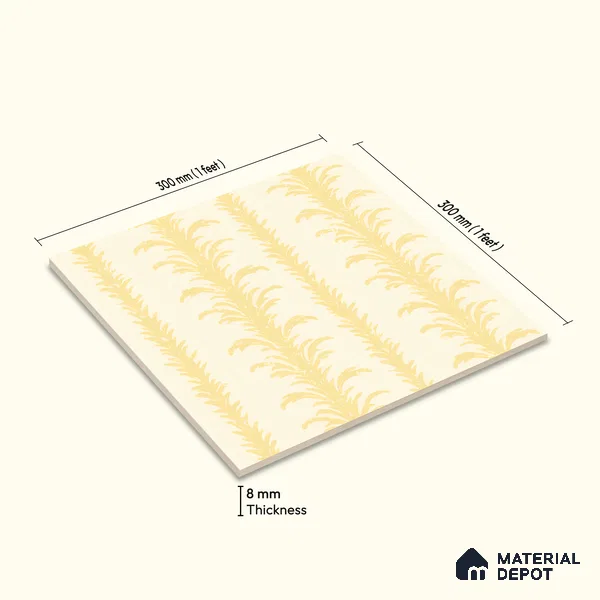 Moroccan Wall Tile TL 05065 Morissa Beige Tropical 1 ft x 1 ft Ceramic Matte Finish - 8 mm | Suitable for Bathroom, Kitchen, Basin Area | Please Expect a Slight Variation of Pattern