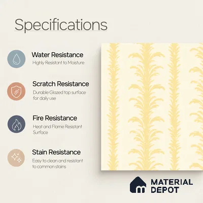 Moroccan Wall Tile TL 05065 Morissa Beige Tropical 1 ft x 1 ft Ceramic Matte Finish - 8 mm | Suitable for Bathroom, Kitchen, Basin Area | Please Expect a Slight Variation of Pattern