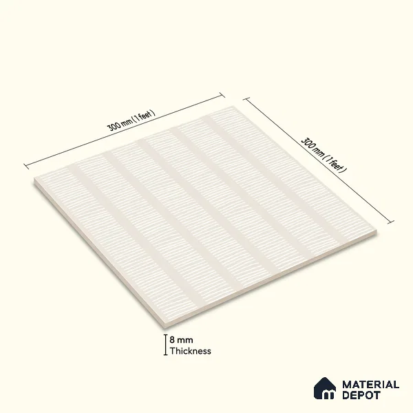 Moroccan Wall Tile TL 05066 Morissa Casablanca Stripes 1 ft x 1 ft Ceramic Matte Finish - 8 mm | Suitable for Bathroom, Kitchen, Balcony | Please Expect a Slight Variation of Pattern
