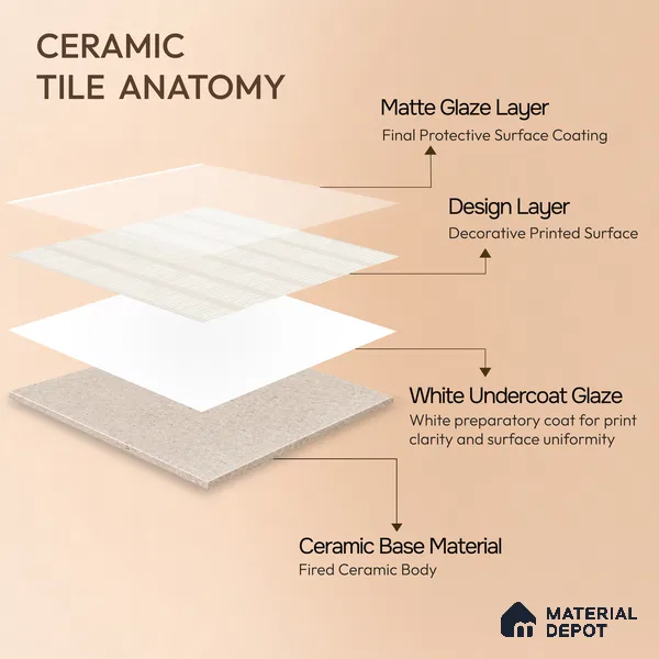 Moroccan Wall Tile TL 05066 Morissa Casablanca Stripes 1 ft x 1 ft Ceramic Matte Finish - 8 mm | Suitable for Bathroom, Kitchen, Balcony | Please Expect a Slight Variation of Pattern