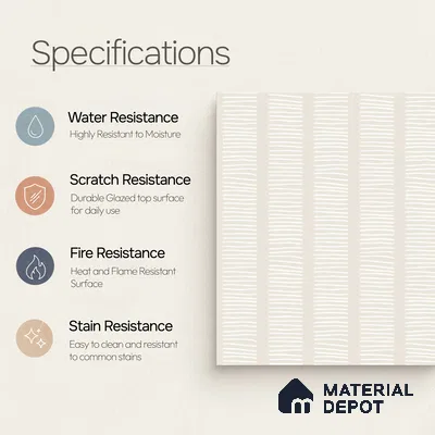 Moroccan Wall Tile TL 05066 Morissa Casablanca Stripes 1 ft x 1 ft Ceramic Matte Finish - 8 mm | Suitable for Bathroom, Kitchen, Balcony | Please Expect a Slight Variation of Pattern