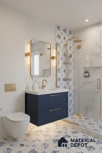 Moroccan Wall Tile TL 05067 Morissa Whitish Blue Tropical 1 ft x 1 ft Ceramic Matte Finish - 8 mm | Suitable for Bathroom, Kitchen, Balcony | Please Expect a Slight Variation of Pattern