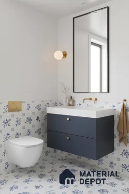 Moroccan Wall Tile TL 05067 Morissa Whitish Blue Tropical 1 ft x 1 ft Ceramic Matte Finish - 8 mm | Suitable for Bathroom, Kitchen & Balcony | Please Expect a Slight Variation of Pattern (Sample)