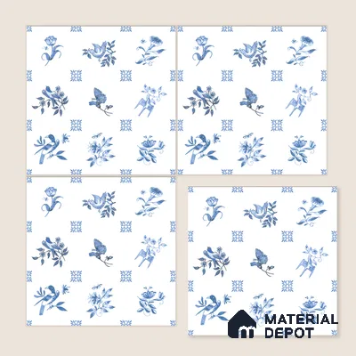 Moroccan Wall Tile TL 05067 Morissa Whitish Blue Tropical 1 ft x 1 ft Ceramic Matte Finish - 8 mm | Suitable for Bathroom, Kitchen, Balcony | Please Expect a Slight Variation of Pattern