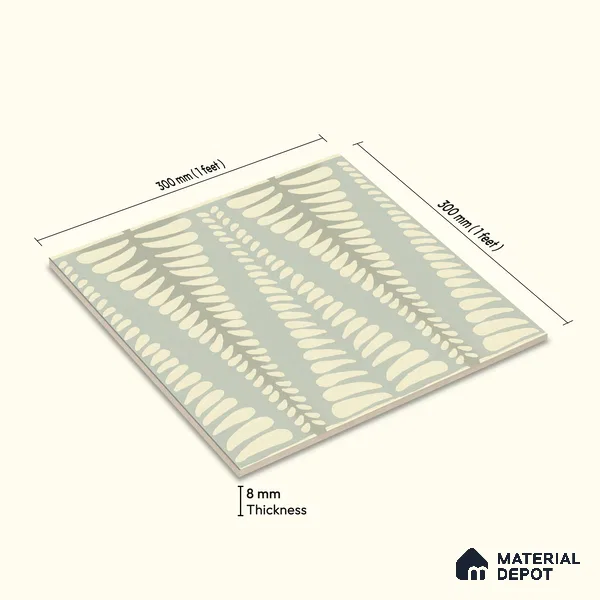 Moroccan Wall Tile TL 05069 Morissa Beige Pollen 1 ft x 1 ft Ceramic Matte Finish - 8 mm | Suitable for Bathroom, Kitchen, Balcony | Please Expect a Slight Variation of Pattern