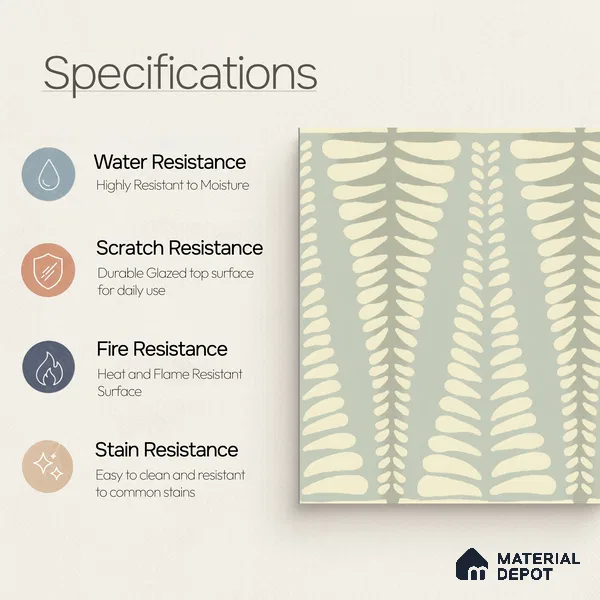 Moroccan Wall Tile TL 05069 Morissa Beige Pollen 1 ft x 1 ft Ceramic Matte Finish - 8 mm | Suitable for Bathroom, Kitchen, Balcony | Please Expect a Slight Variation of Pattern