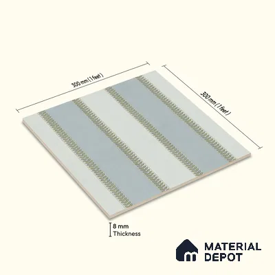 Moroccan Wall Tile TL 05070 Morissa Whitish Grey Channel 1 ft x 1 ft Ceramic Matte Finish - 8 mm | Suitable for Bathroom, Kitchen, Balcony | Please Expect a Slight Variation of Pattern