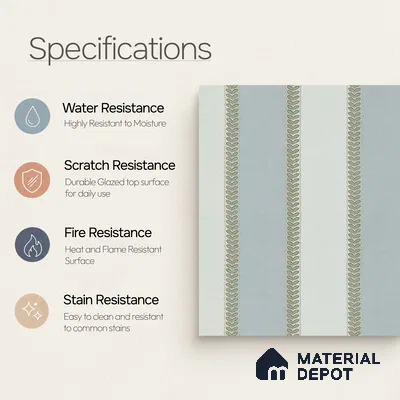 Moroccan Wall Tile TL 05070 Morissa Whitish Grey Channel 1 ft x 1 ft Ceramic Matte Finish - 8 mm | Suitable for Bathroom, Kitchen, Balcony | Please Expect a Slight Variation of Pattern