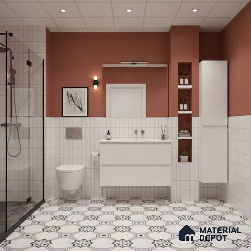 Moroccan Floor & Wall Tile TL 05076 Morissa Monochrome Marbello 1 ft x 1 ft Ceramic Matte Finish - 8 mm | Suitable for Bathroom, Kitchen, Balcony | Please Expect a Slight Variation of Pattern