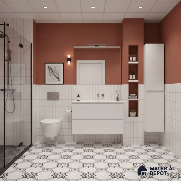 Moroccan Floor & Wall Tile TL 05076 Morissa Monochrome Marbello 1 ft x 1 ft Ceramic Matte Finish - 8 mm | Suitable for Bathroom, Kitchen,  Balcony | Please Expect a Slight Variation of Pattern (Sample)