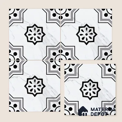 Moroccan Floor & Wall Tile TL 05076 Morissa Monochrome Marbello 1 ft x 1 ft Ceramic Matte Finish - 8 mm | Suitable for Bathroom, Kitchen, Balcony | Please Expect a Slight Variation of Pattern