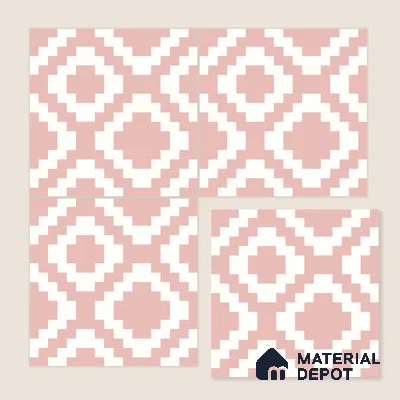 Moroccan Floor & Wall Tile TL 05078 Morissa Pink Stair 1 ft x 1 ft Ceramic Matte Finish - 8 mm | Suitable for Bathroom, Kitchen, Balcony | Please Expect a Slight Variation of Pattern