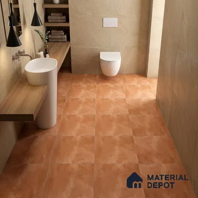Stone Floor Tile TL 05080 Earthen Slate Terracotta Brown 16 x 16 inch Vitrified Matte Finish - 12 mm | Random Design |Suitable for Parking, Balcony, Courtyard, Patio, Terrace (Sample)