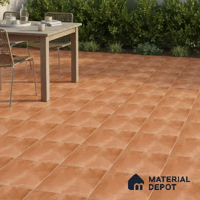 Stone Floor Tile TL 05080 Earthen Slate Terracotta Brown 16 x 16 inch Vitrified Matte Finish - 12 mm | Random Design |Suitable for Parking, Balcony, Courtyard, Patio, Terrace (Sample)