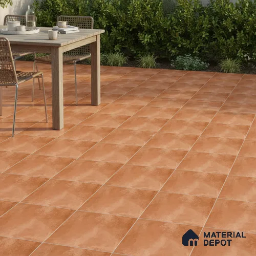 Stone Floor Tile TL 05080 Earthen Slate Terracotta Brown 16 x 16 inch Vitrified Matte Finish - 12 mm | Random Design |Suitable for Parking, Balcony, Courtyard, Patio, Terrace