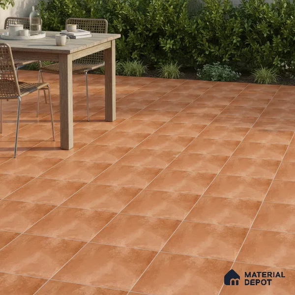 Stone Floor Tile TL 05080 Earthen Slate Terracotta Brown 16 x 16 inch Vitrified Matte Finish - 12 mm | Random Design |Suitable for Parking, Balcony, Courtyard, Patio, Terrace (Sample)