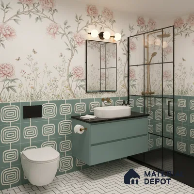 Moroccan Wall & Floor Tile TL 05082 B Bauhaus Emerald Green Box 1 ft x 1 ft Ceramic Matte Finish - 9 mm | Suitable for Bathroom, Kitchen & Balcony | Please Expect a Slight Variation of Pattern