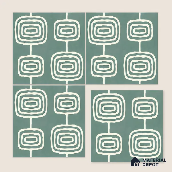 Moroccan Wall & Floor Tile TL 05082 B Bauhaus Emerald Green Box 1 ft x 1 ft Ceramic Matte Finish - 9 mm | Suitable for Bathroom, Kitchen & Balcony | Please Expect a Slight Variation of Pattern