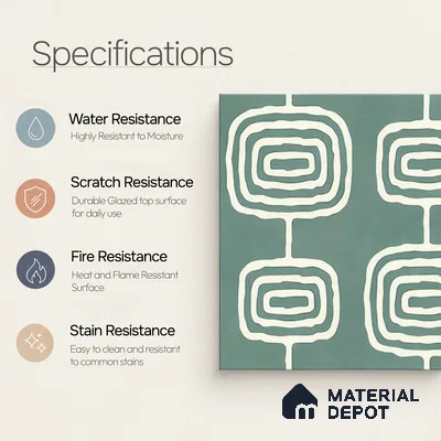 Moroccan Wall & Floor Tile TL 05082 B Bauhaus Emerald Green Box 1 ft x 1 ft Ceramic Matte Finish - 9 mm | Suitable for Bathroom, Kitchen & Balcony | Please Expect a Slight Variation of Pattern