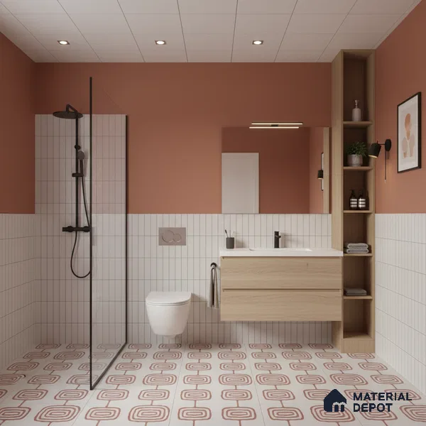 Moroccan Wall & Floor Tile TL 05082 Bauhaus Beige Box 1 ft x 1 ft Ceramic Matte Finish - 9 mm | Suitable for Bathroom, Kitchen & Balcony | Please Expect a Slight Variation of Pattern