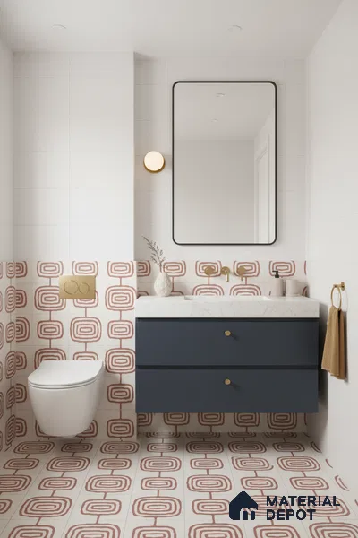 Moroccan Wall & Floor Tile TL 05082 Bauhaus Beige Box 1 ft x 1 ft Ceramic Matte Finish - 9 mm | Suitable for Bathroom, Kitchen & Balcony | Please Expect a Slight Variation of Pattern