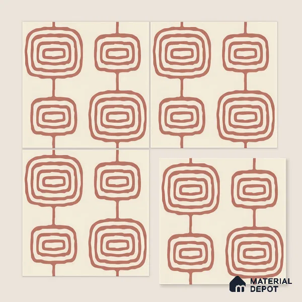 Moroccan Wall & Floor Tile TL 05082 Bauhaus Beige Box 1 ft x 1 ft Ceramic Matte Finish - 9 mm | Suitable for Bathroom, Kitchen & Balcony | Please Expect a Slight Variation of Pattern