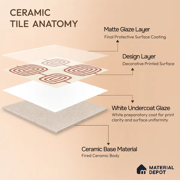Moroccan Wall & Floor Tile TL 05082 Bauhaus Beige Box 1 ft x 1 ft Ceramic Matte Finish - 9 mm | Suitable for Bathroom, Kitchen & Balcony | Please Expect a Slight Variation of Pattern