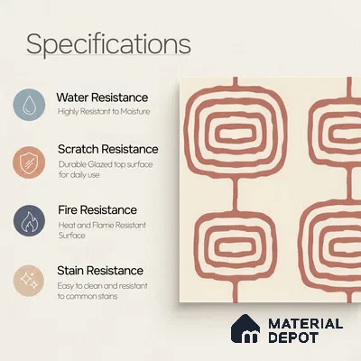 Moroccan Wall & Floor Tile TL 05082 Bauhaus Beige Box 1 ft x 1 ft Ceramic Matte Finish - 9 mm | Suitable for Bathroom, Kitchen & Balcony | Please Expect a Slight Variation of Pattern