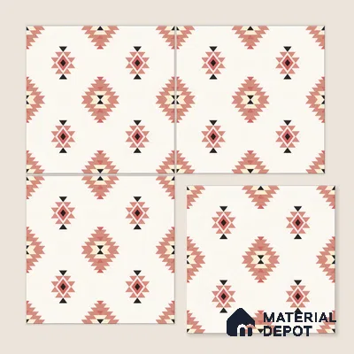 Moroccan Wall & Floor Tile TL 05083 Morissa Red Microbe 1 ft x 1 ft Ceramic Matte Finish - 9 mm | Suitable for Bathroom, Kitchen & Balcony | Please Expect a Slight Variation of Pattern