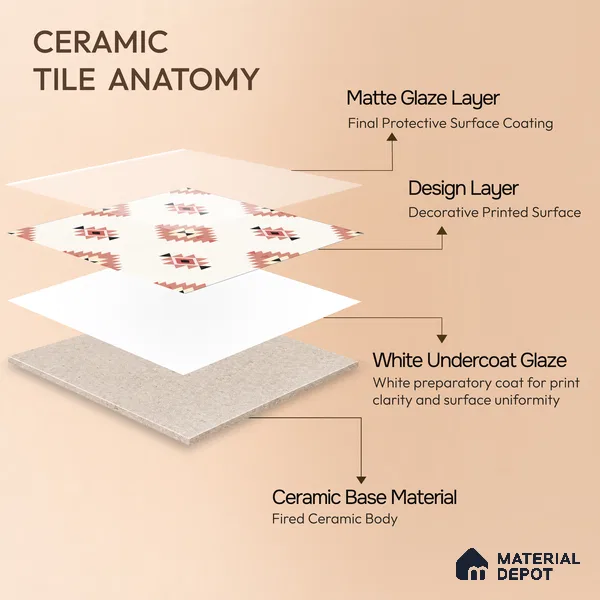 Moroccan Wall & Floor Tile TL 05083 Morissa Red Microbe 1 ft x 1 ft Ceramic Matte Finish - 9 mm | Suitable for Bathroom, Kitchen & Balcony | Please Expect a Slight Variation of Pattern