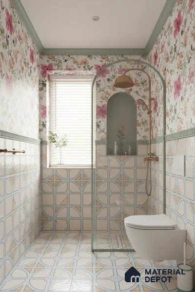 Moroccan Floor & Wall Tile TL 05084 Morissa Light Blue Cross 1 ft x 1 ft Ceramic Matte Finish - 9 mm | Suitable for Bathroom, Kitchen,  Balcony | Please Expect a Slight Variation of Pattern (Sample)