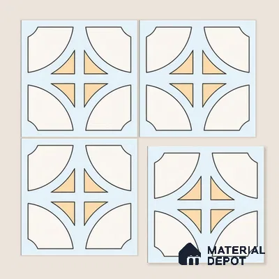 Moroccan Floor & Wall Tile TL 05084 Morissa Light Blue Cross 1 ft x 1 ft Ceramic Matte Finish - 9 mm | Suitable for Bathroom, Kitchen, Balcony | Please Expect a Slight Variation of Pattern