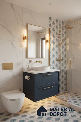 Moroccan Wall & Floor Tile TL 05085 Morissa Azure Frost 1 ft x 1 ft Ceramic Matte Finish - 9 mm | Suitable for Bathroom, Kitchen & Balcony | Please Expect a Slight Variation of Pattern