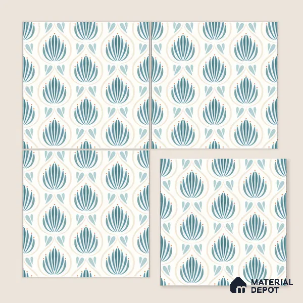 Moroccan Wall & Floor Tile TL 05085 Morissa Azure Frost 1 ft x 1 ft Ceramic Matte Finish - 9 mm | Suitable for Bathroom, Kitchen, Basin Area | Please Expect a Slight Variation of Pattern