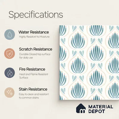 Moroccan Wall & Floor Tile TL 05085 Morissa Azure Frost 1 ft x 1 ft Ceramic Matte Finish - 9 mm | Suitable for Bathroom, Kitchen, Basin Area | Please Expect a Slight Variation of Pattern