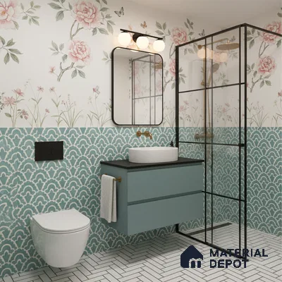 Moroccan Wall & Floor Tile TL 05086 Bauhaus Sapphire Mist 1 ft x 1 ft Ceramic Matte Finish - 9 mm | Suitable for Bathroom, Kitchen, Basin Area | Please Expect a Slight Variation of Pattern