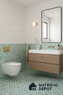 Moroccan Wall & Floor Tile TL 05086 Bauhaus Sapphire Mist 1 ft x 1 ft Ceramic Matte Finish - 9 mm | Suitable for Bathroom, Kitchen, Basin Area | Please Expect a Slight Variation of Pattern